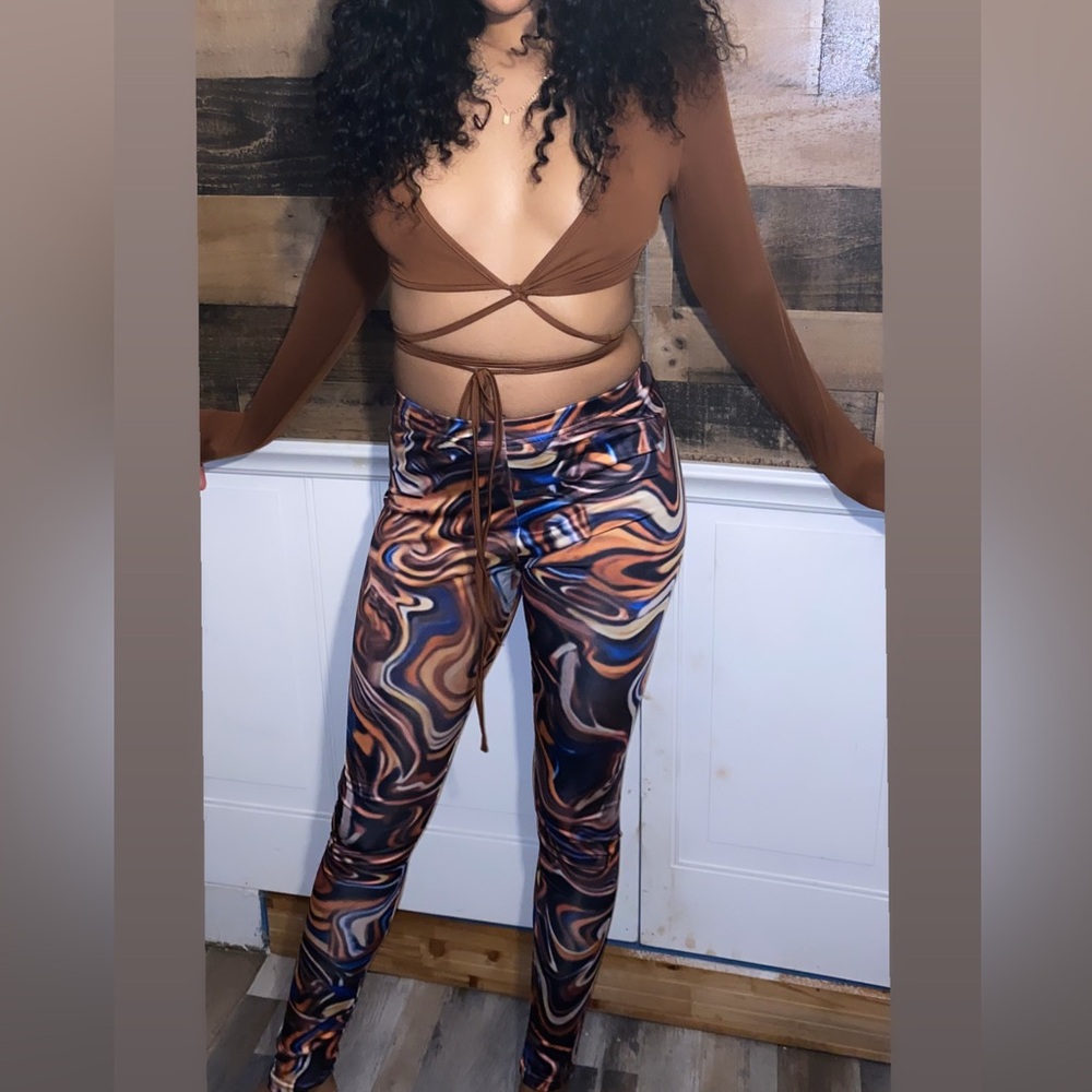 Brown swirl pants set